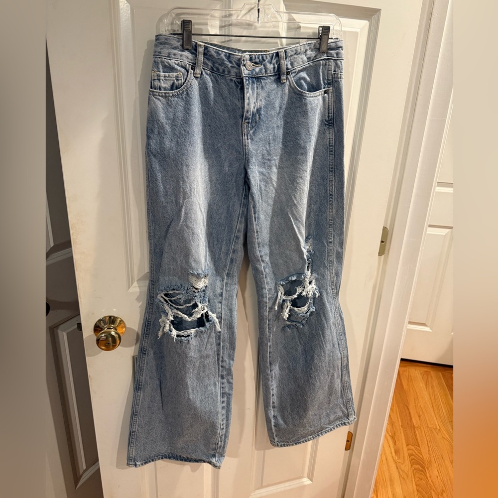 Pacsun Low Waisted Distressed Wide Leg Jeans
